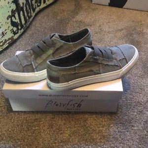 Slip on shoes. Worn once. Steel grey color washed canvas.